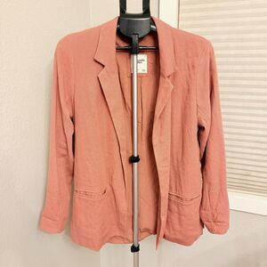 Abercrombie & Fitch Linen Blend Open Front Blazer Jacket Mauve Pink Women's Lg